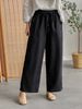Suitable For All Seasons Wide-Leg 2025 Summer New Fashion Versatile Solid Color Linen Elastic Waist Drawstring Casual Pants For Women_ecoleips.com