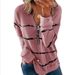 Aria Basics Aria Basics 2024 Fall/Winter Autumn Striped Zipper V-Neck Long Sleeve Plus Size Loose Women's T-Shirt Sweatshirt European And_ecoleips.com