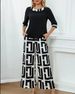 Women's Plus Size Office Elegance Two-Piece Set With Stripe Design Comfortable Knit Tops And Pants_ecoleips.com