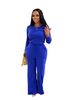 Women's Slimming Casual Jumpsuit TW902 Long Sleeved Solid Color Commuter Pants with Tie up Versatile Autumn Winter European American Style_ecoleips.com