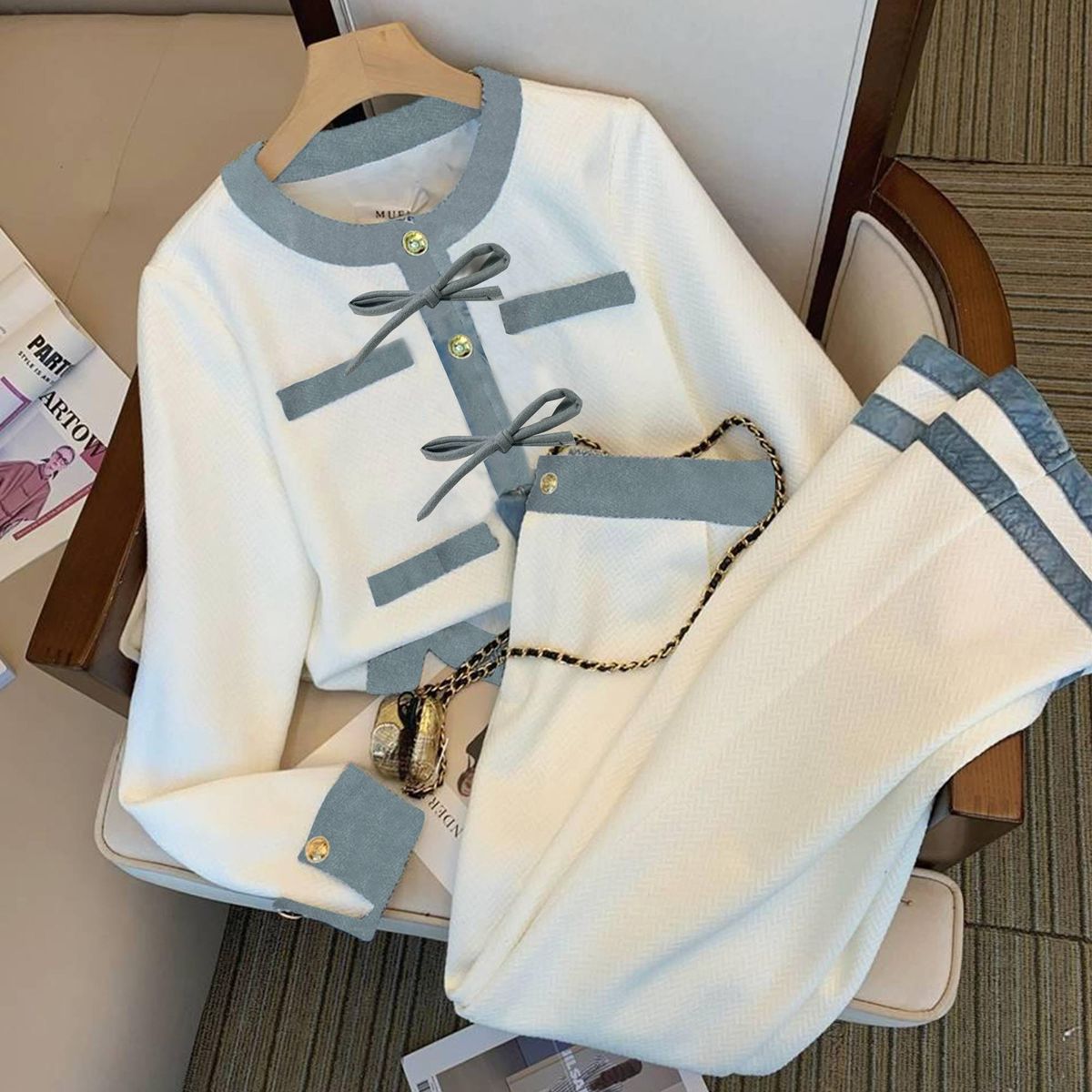 Fashionable Casual Suit, Temperament And Age-reducing Small Dress, Wide-leg Pants, Complete Match_ecoleips.com