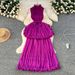 Elegant High-Waisted V-Neck Maxi Dress Sleeveless Ruffle Hem A-Line Summer Dress Light Luxury Chic Evening Gown for Women_ecoleips.com