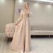 Women's Clothing Dubai-Inspired Party Dress With Corset Tie – Elegant Princess Sleeves, 3D Floral Appliqué, A-Line Swing Skirt (White/Dark Brown)_ecoleips.com