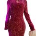 Women's Clothing Elegant Evening Gown With Hollow Out Design Perforated Neckline Heavy Sequins Long Sleeves Slim Fit Trendy Prom Dress_ecoleips.com
