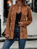 Women's Clothing Retro Long Sleeved Double Breasted Decorative Jacket Solid Color Coat_ecoleips.com