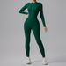 LazyZoom Half-Zip Yoga Jumpsuit Bare Sensation Slim Fit Slimming Dance Fitness One-Piece Sportswear_ecoleips.com