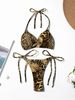 Women's Fashion Bikini Swimsuit American Style Solid Color Tie Up Sexy Hot Girl_ecoleips.com