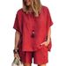 Women's Sports Suit Casual Loose Fit Chic Short Sleeve Solid Color Spring Summer Fashion Set_ecoleips.com