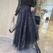 Women's Clothing Fashion High Waist Mesh Skirt For Women Spring And Autumn Slim Fairy Print A Line Skirt Design Pleated Long Skirt_ecoleips.com