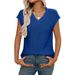 Breathable V-Neck Knit Top, Chunky Crochet Summer Sweater For Women, Lightweight Loose Fit Blouse_ecoleips.com