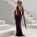 Women's Strapless Bodycon Evening Dress Stretch Polyester Formal Gown with Detachable Scarf Maroon Black White Sizes XS to L_ecoleips.com