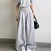 Women's Clothing Summer Lazy Style Solid Color Oblique Collar Pleated Hem Casual Two Piece Suit_ecoleips.com