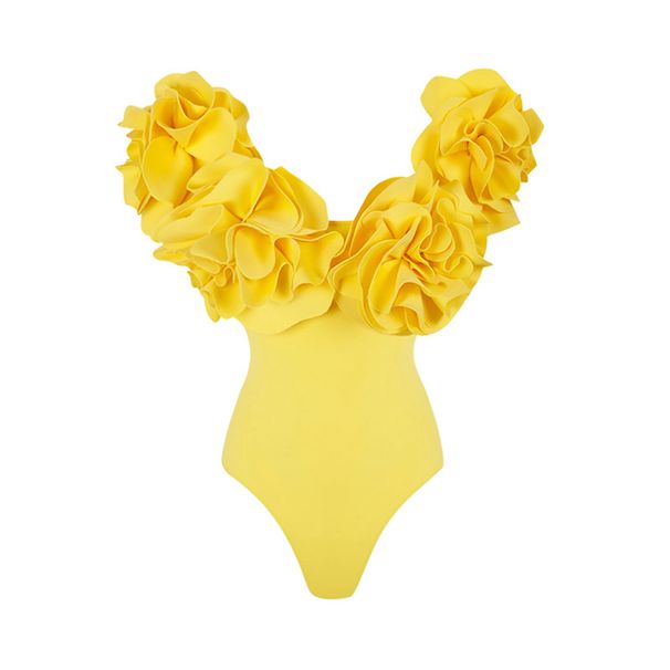 Women's 3D Floral One Piece Swimsuit European American Style Casual Swimwear For Beach Vacation_ecoleips.com