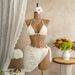 Sun-Kissed Elegance: Adjustable Triangle Bikini Set With High-Waisted Bottom & Flowy Cover-Up Skirt For Beach & Pool_ecoleips.com