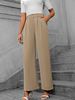 K Women's Temperament Commuting High Waisted Pants, Loose Straight Leg Long Pants, Wide Leg Pants_ecoleips.com