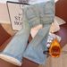 Women's Clothing Retro Slim Fit Jeans Fleece Lined High Waist Autumn Winter Loose Fit Slimming Tight Fitting Horseshoe Pants_ecoleips.com
