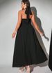 Curvy Women Solid Halter Midi Dress, Bow Ruffle Wavy Hem Elegant Sundress For Vacation Birthday Party Club Music Festival Spring Summer_ecoleips.com