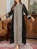 Middle East Spring And Autumn Women's Elegant High-end Beaded Embroidery Black Pullover Robe Dubai Saudi Traditional Clothing Long Sleeve Dress_ecoleips.com