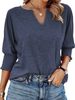 Women's Clothing Women's Clothing Summer New Loose V Neck Bat Sleeves Colorful Cotton T Shirt For Women_ecoleips.com