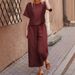 Women's Linen Two-Piece Suit Casual Loose Fit Solid Color European American Style Clothing Set for Spring Autumn_ecoleips.com