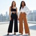 Wide-Leg Pants for Women with Metal Buckle Accents Flowy Straight-Leg Trousers Comfort Stretch Work Casual Bottoms S-XL_ecoleips.com