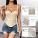 Aria Basics Aria Basics Cross-border Hot Item: European And American Solid Color Corset, Waist-slimming Mesh Fishbone Top, Sexy Outerwear_ecoleips.com