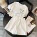 Plus Size White Casual Sports Suit Set For Women High End Fashionable And Youthful Two Piece Shorts New Summer Style_ecoleips.com