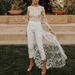 Women's Clothing Perspective Long Sleeve Lace Jumpsuit Windbreaker Two New_ecoleips.com