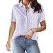 Women's Clothing New Printed Striped Cardigan Tops Casual Fashion Short Sleeved Shirts For Women_ecoleips.com