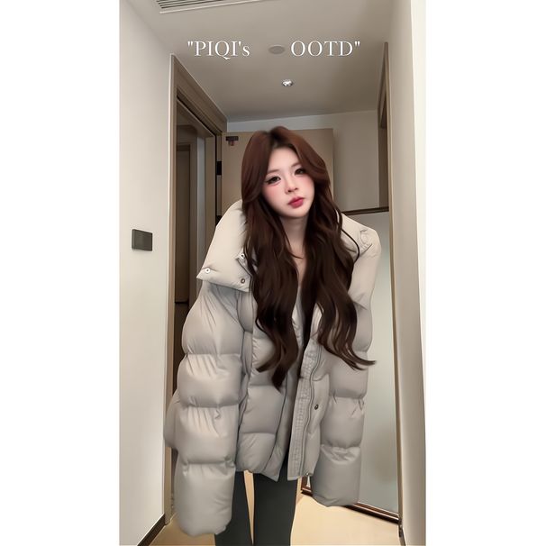 girl Girl Lazy Style Winter New Loose Slimming Cotton Jacket With Fleece Lining And Hooded Warm Coat_ecoleips.com