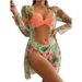 Aria Basics 2025 New Cross-Border Swimwear Europea Ad America Three-Piece Set Mesh Log Sleeve Suscree Cover-Up Bikii For_ecoleips.com