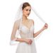 Foreign trade bridal veil 90CM single layer small veil metal comb eyelash lace bridal simple veil can be wholesale_ecoleips.com