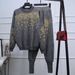 Embroidered Sequin Knit Set – Oversized Sweater & Lounge Pants Two-Piece (S-XXL) | Black & Grey | Boho Streetwear_ecoleips.com