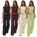 Women's Clothing Women's Two Piece Suit One Shoulder Oblique Collar Wide Leg Pants Elastic Bubble Design European American Style Clothing_ecoleips.com