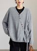 Plus Size V-Neck Wrap Knit Cardigan, Drawstring Waist Sweater With Colorful Buttons_ecoleips.com