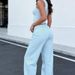 Women's Casual Lounge Set - Sleeveless Vest & Wide Leg Pants, Stretchy Polyester Blend, Trendy Two-Piece Outfit For Yoga, Travel & Daily Wear_ecoleips.com