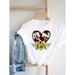 clothing, Round Neck, New European And American Style, Heart-shaped Floral Short-sleeve Women's T-shirt, Loose Fit_ecoleips.com