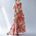 Real Shot Of The 2024 Summer New Bohemian Artistic Loose Sleeveless Round-neck Printed Mid-length Dress For Women_ecoleips.com