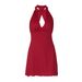 European And American Women's Fashion 2026 Spring New Sexy Halter Neck Button Low-Cut Backless Ruffled Dress Wholesale_ecoleips.com