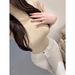 Elegant Turtleneck Slim Fit Pullover Knit Sweater Dongdaemun Style Short Sleeves Pure Alluring Women's Sweater in Stock_ecoleips.com