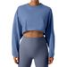 Women's Clothing Round Neck Sweatshirt T Shirt Sports Short Bottoming Shirt Yoga Running Loose Long Sleeved Top For Women_ecoleips.com