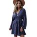 2025 New European And American Style Polka Dot For Women, Pullover V-Neck Long Sleeve, Pleated Waist Slim Fit Dress_ecoleips.com