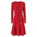 K Light Luxury And Minimalist Knitted Dress With Round Neck, Long Sleeved Fishtail Skirt, Slim Fit And Slimming, Waist Cinching Skirt_ecoleips.com