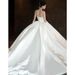 Elegant Satin Bridal Gown – Vintage Strapless A-Line Wedding Dress With Princess Sleeves & Lace Detailing – High Waist Formal Gown For Bride_ecoleips.com