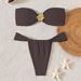 Hot-Selling European And American Style Two-Piece Strapless Halter Metal Accessories Swimsuit Set Bikini_ecoleips.com