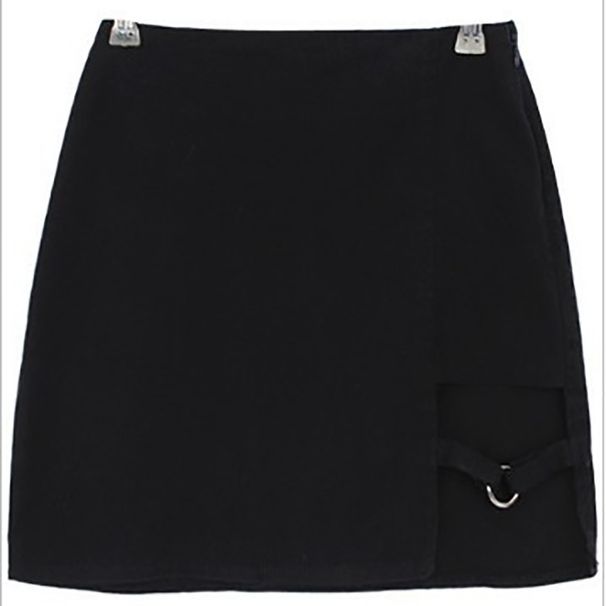 Verve 2025 New Style Unique And Chic Circle Design Slim Fit Bodycon Solid Color Irregular Sexy Midi Skirt_ecoleips.com