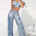 Women's Clothing Style Women's Fashion Stretch Denim Overalls With Multi Pockets Silver Processed Hot Item_ecoleips.com
