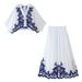 Women's ClothingFashion Contrast Embroidered Shirt + Skirt Set Women_ecoleips.com