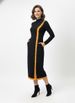 Freeacy Women's Minimalist Contrast Color Dress Stretchy Turtleneck Long Sleeve Fitted Side Button Office Daily Midi Dress_ecoleips.com