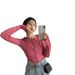 Huani Women's Long Sleeve T-Shirt Korean Style Topstitching Niche Design Solid Color Base Versatile Slimming Autumn Top_ecoleips.com